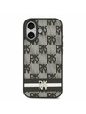 DKNY DKNY PU Leather Checkered Pattern and Stripe Zadní Kryt pro iPhone 17 Black