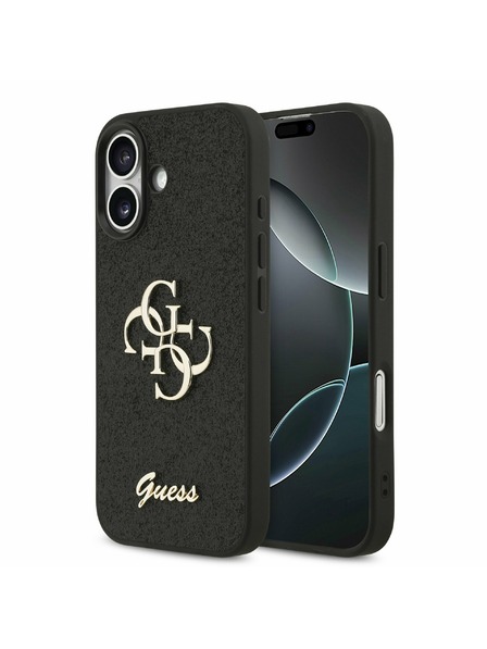 Guess Guess PU Fixed Glitter 4G Metal Logo Zadní Kryt pro iPhone 17 Black