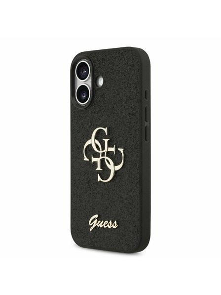 Guess Guess PU Fixed Glitter 4G Metal Logo Zadní Kryt pro iPhone 17 Black