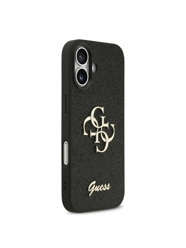 Guess Guess PU Fixed Glitter 4G Metal Logo Zadní Kryt pro iPhone 17 Black