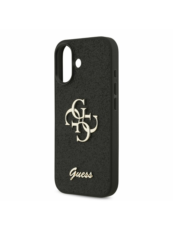 Guess Guess PU Fixed Glitter 4G Metal Logo Zadní Kryt pro iPhone 17 Black