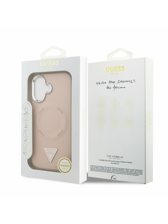 Guess Guess PU Leather Triangle Logo MagSafe Zadní Kryt pro iPhone 17 Pink