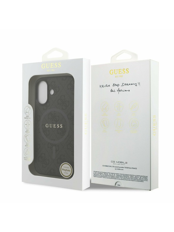 Guess Guess PU Leather 4G Colored Ring MagSafe Zadní Kryt pro iPhone 17 Black