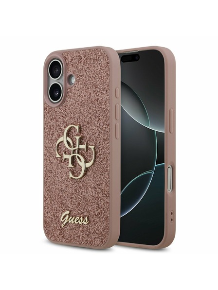 Guess Guess PU Fixed Glitter 4G Metal Logo Zadní Kryt pro iPhone 17 Pink
