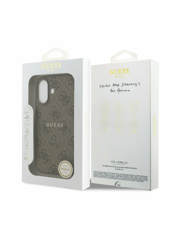 Guess Guess PU Leather 4G Colored Ring MagSafe Zadní Kryt pro iPhone 17 Brown