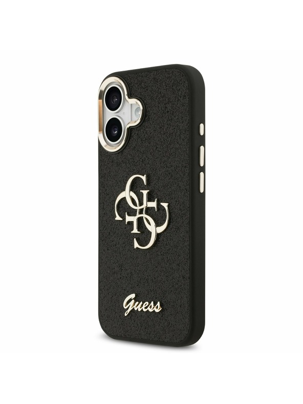 Guess Guess PU Fixed Glitter 4G Metal Frame Zadní Kryt pro iPhone 17 Black