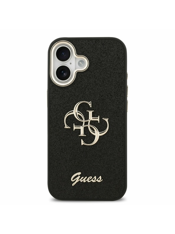 Guess Guess PU Fixed Glitter 4G Metal Frame Zadní Kryt pro iPhone 17 Black