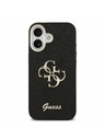 Guess Guess PU Fixed Glitter 4G Metal Frame Zadní Kryt pro iPhone 17 Black