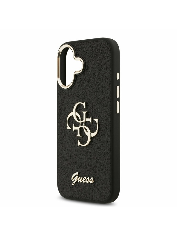 Guess Guess PU Fixed Glitter 4G Metal Frame Zadní Kryt pro iPhone 17 Black