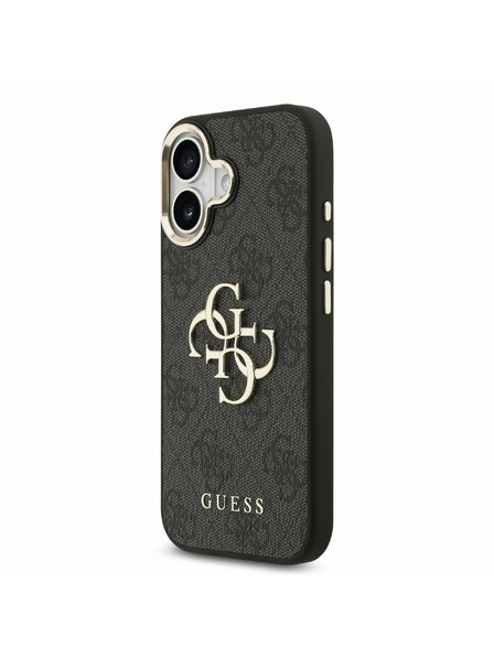Guess Guess PU Leather 4G Metal Logo Gold Frame Zadní Kryt pro iPhone 17 Black