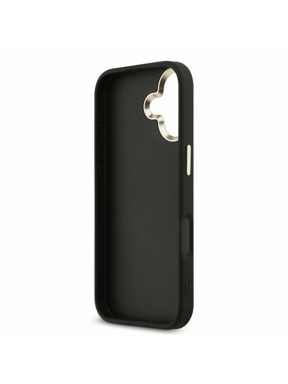 Guess Guess PU Leather 4G Metal Logo Gold Frame Zadní Kryt pro iPhone 17 Black