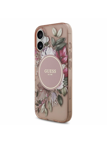 Guess Guess IML Flowers Strap MagSafe Zadní Kryt pro iPhone 17 Pink