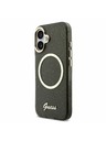 Guess Guess IML Glitter Script Strap MagSafe Zadní Kryt pro iPhone 17 Black