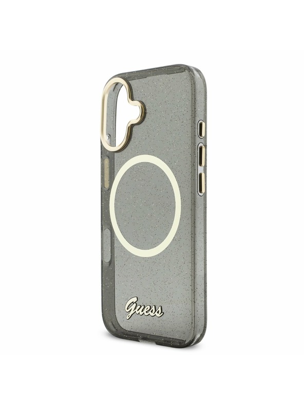 Guess Guess IML Glitter Script Strap MagSafe Zadní Kryt pro iPhone 17 Black
