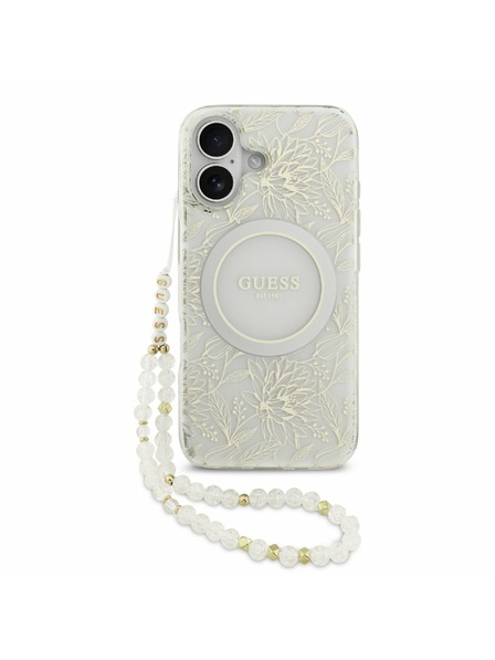 Guess Guess IML Flowers Allover Strap MagSafe Zadní Kryt pro iPhone 17 White