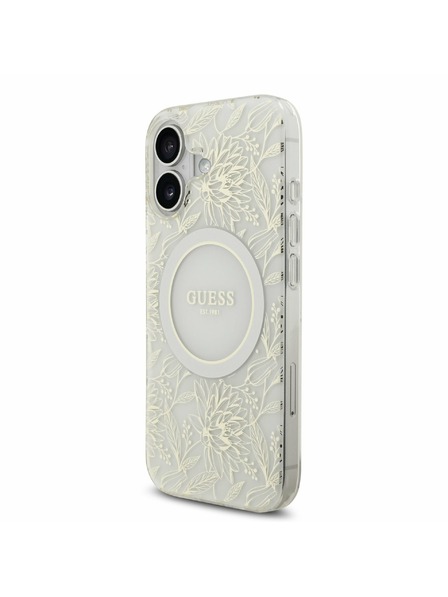 Guess Guess IML Flowers Allover Strap MagSafe Zadní Kryt pro iPhone 17 White