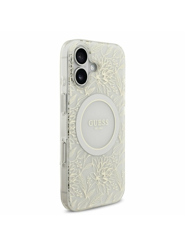 Guess Guess IML Flowers Allover Strap MagSafe Zadní Kryt pro iPhone 17 White