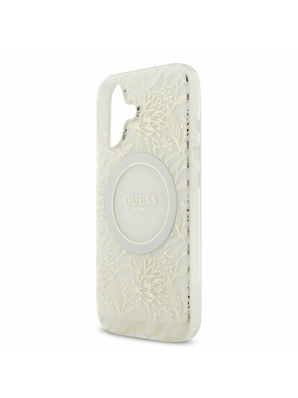 Guess Guess IML Flowers Allover Strap MagSafe Zadní Kryt pro iPhone 17 White