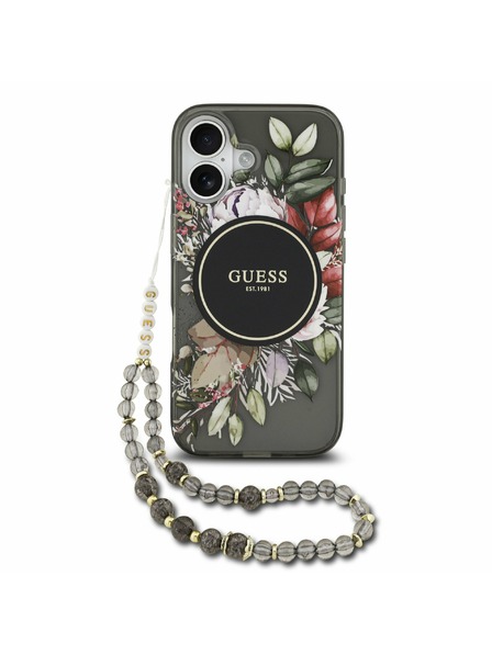 Guess Guess IML Flowers Strap MagSafe Zadní Kryt pro iPhone 17 Black