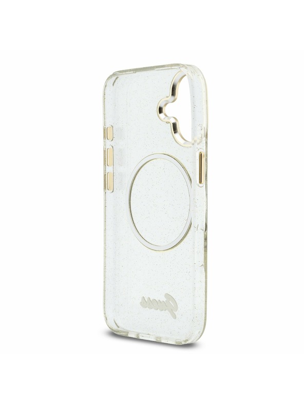Guess Guess IML Glitter Script Strap MagSafe Zadní Kryt pro iPhone 17 Transparent
