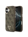Guess Guess PU Leather 4G Strass Triangle Logo Gold Frame MagSafe Zadní Kryt pro iPhone 17 Brown