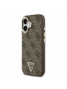 Guess Guess PU Leather 4G Strass Triangle Logo Gold Frame MagSafe Zadní Kryt pro iPhone 17 Brown