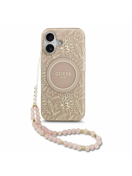 Guess Guess IML Flowers Allover Strap MagSafe Zadní Kryt pro iPhone 17 Pink