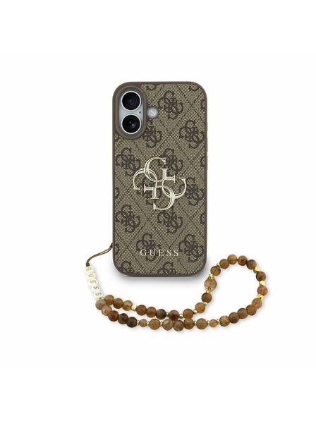 Guess Guess PU 4G Metal Logo Strap Zadní Kryt pro iPhone 17 Brown