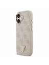 Guess Guess PU Leather 4G Strass Triangle Logo Gold Frame MagSafe Zadní Kryt pro iPhone 17 Pink