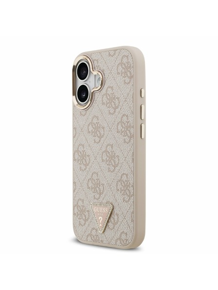 Guess Guess PU Leather 4G Strass Triangle Logo Gold Frame MagSafe Zadní Kryt pro iPhone 17 Pink