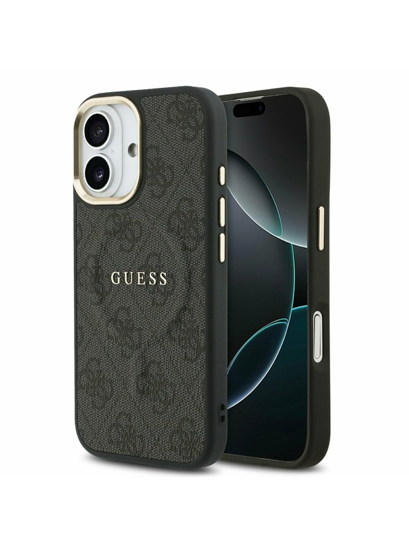Guess Guess PU Leather 4G Gold Frame MagSafe Zadní Kryt pro iPhone 17 Black