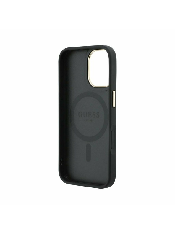 Guess Guess PU Leather 4G Gold Frame MagSafe Zadní Kryt pro iPhone 17 Black