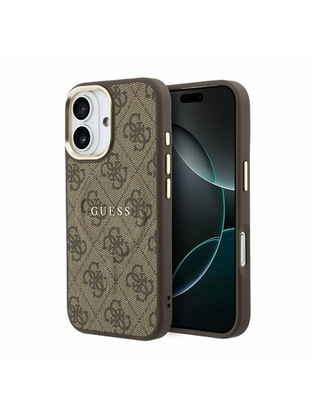Guess Guess PU Leather 4G Gold Frame MagSafe Zadní Kryt pro iPhone 17 Brown