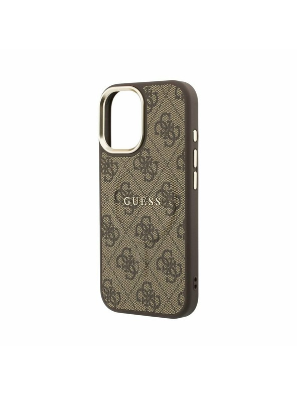 Guess Guess PU Leather 4G Gold Frame MagSafe Zadní Kryt pro iPhone 17 Brown
