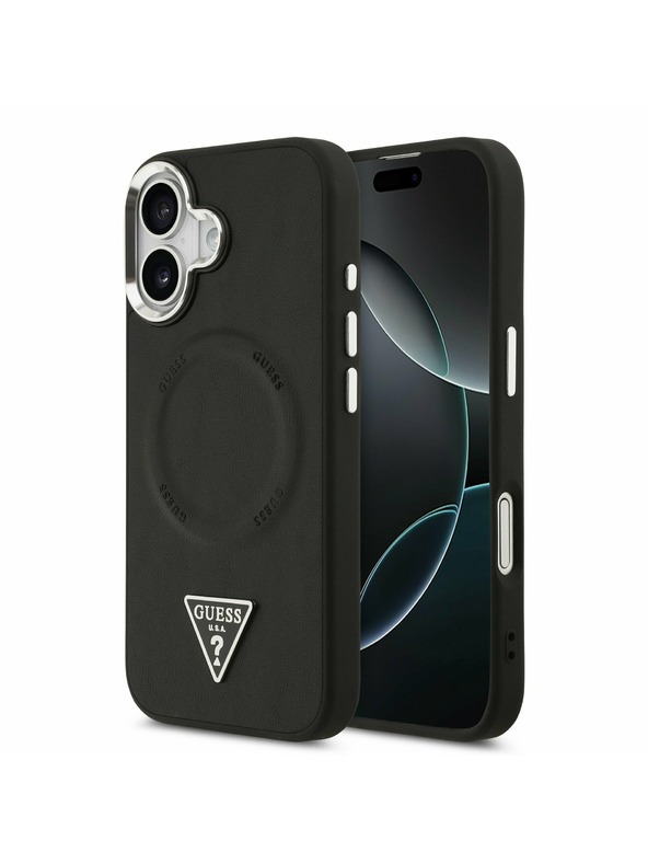 Guess Guess PU Leather Triangle Logo MagSafe Zadní Kryt pro iPhone 17 Black