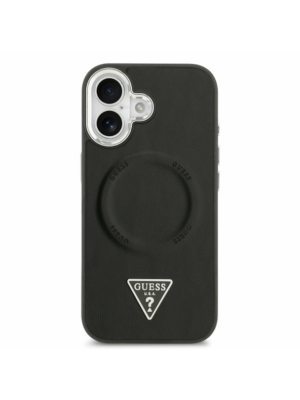 Guess Guess PU Leather Triangle Logo MagSafe Zadní Kryt pro iPhone 17 Black