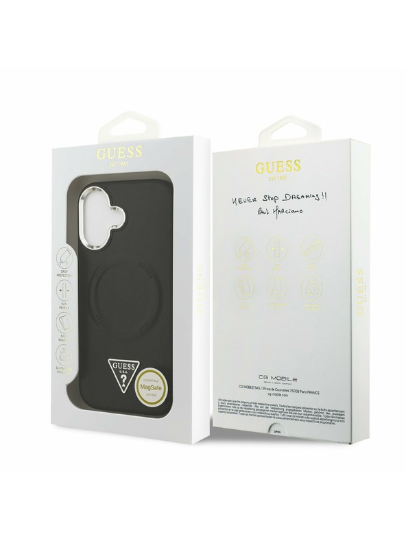 Guess Guess PU Leather Triangle Logo MagSafe Zadní Kryt pro iPhone 17 Black