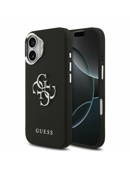 Guess Guess PU Grained 4G Metal Logo Zadní Kryt pro iPhone 17 Black