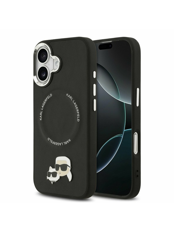 Karl Lagerfeld Karl Lagerfeld PU Karl and Choupette Heads Pins MagSafe Zadní Kryt pro iPhone 17 Black