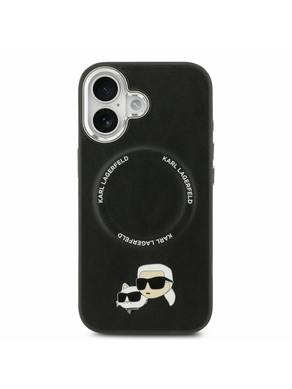Karl Lagerfeld Karl Lagerfeld PU Karl and Choupette Heads Pins MagSafe Zadní Kryt pro iPhone 17 Black