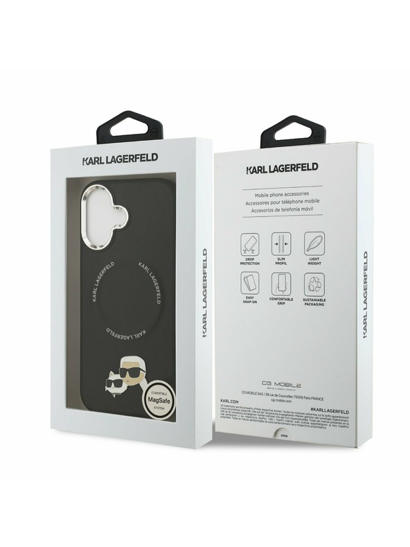 Karl Lagerfeld Karl Lagerfeld PU Karl and Choupette Heads Pins MagSafe Zadní Kryt pro iPhone 17 Black