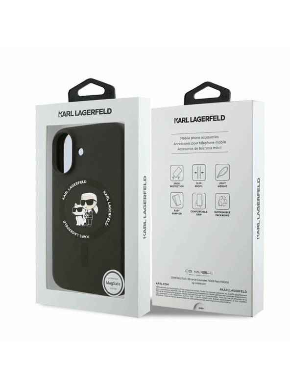 Karl Lagerfeld Karl Lagerfeld Liquid Silicone Karl and Choupette MagSafe Zadní Kryt pro iPhone 17 Black
