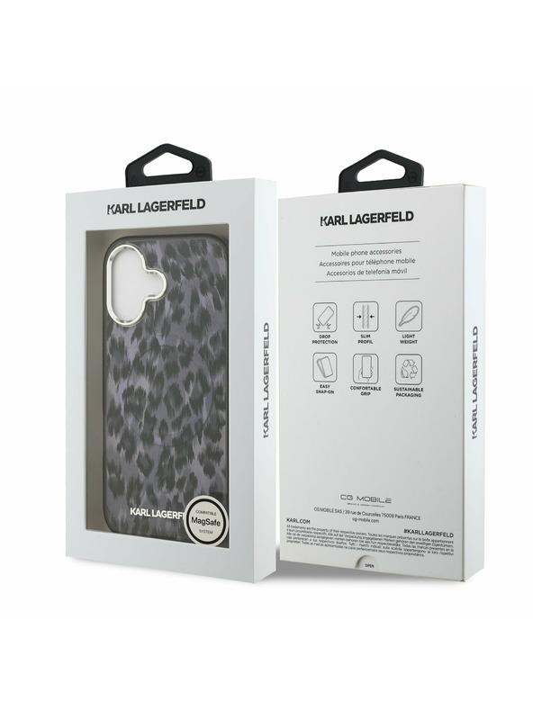 Karl Lagerfeld Karl Lagerfeld IML Leopard MagSafe Zadní Kryt pro iPhone 17 Grey