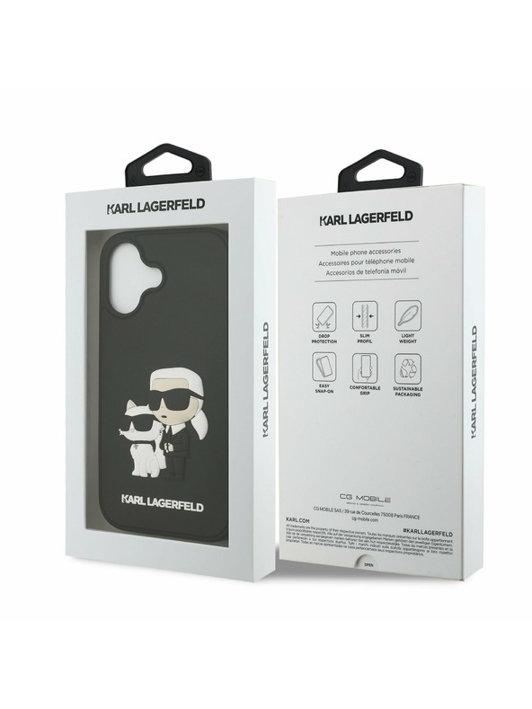 Karl Lagerfeld Karl Lagerfeld 3D Rubber Karl and Choupette Zadní Kryt pro iPhone 17 Black