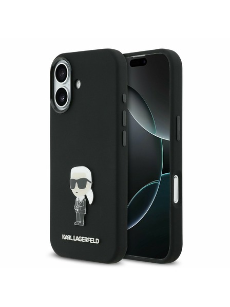 Karl Lagerfeld Karl Lagerfeld Liquid Silicone Metal Ikonik Zadní Kryt pro iPhone 17 Black