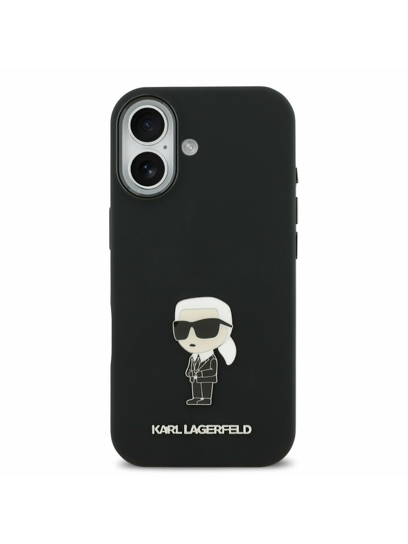 Karl Lagerfeld Karl Lagerfeld Liquid Silicone Metal Ikonik Zadní Kryt pro iPhone 17 Black
