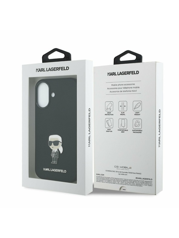 Karl Lagerfeld Karl Lagerfeld Liquid Silicone Metal Ikonik Zadní Kryt pro iPhone 17 Black
