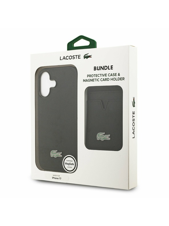 Lacoste Lacoste Iconic Petit Pique MagSafe Zadní Kryt + Peněženka pro iPhone 17 Black