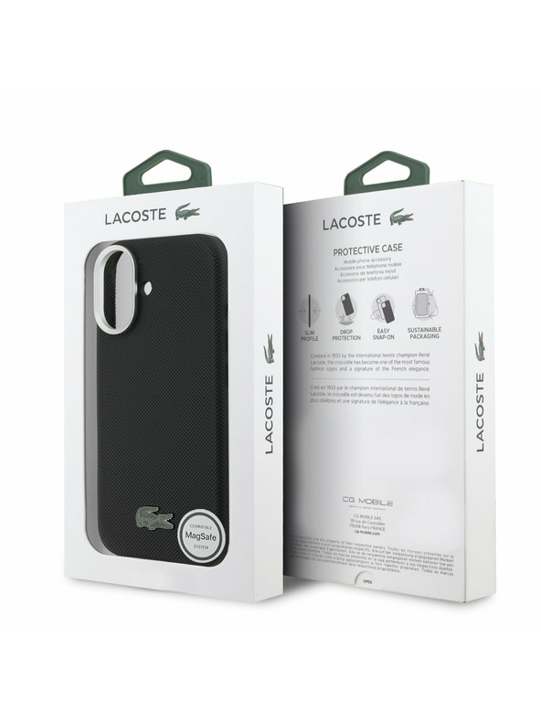 Lacoste Lacoste PVC Iconic Petit Pique Metal Logo MagSafe Zadní Kryt pro iPhone 17 Black