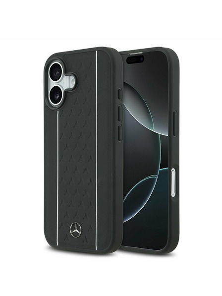 Mercedes Mercedes Leather Star Pattern and Stripes MagSafe Zadní Kryt pro iPhone 17 Black/White